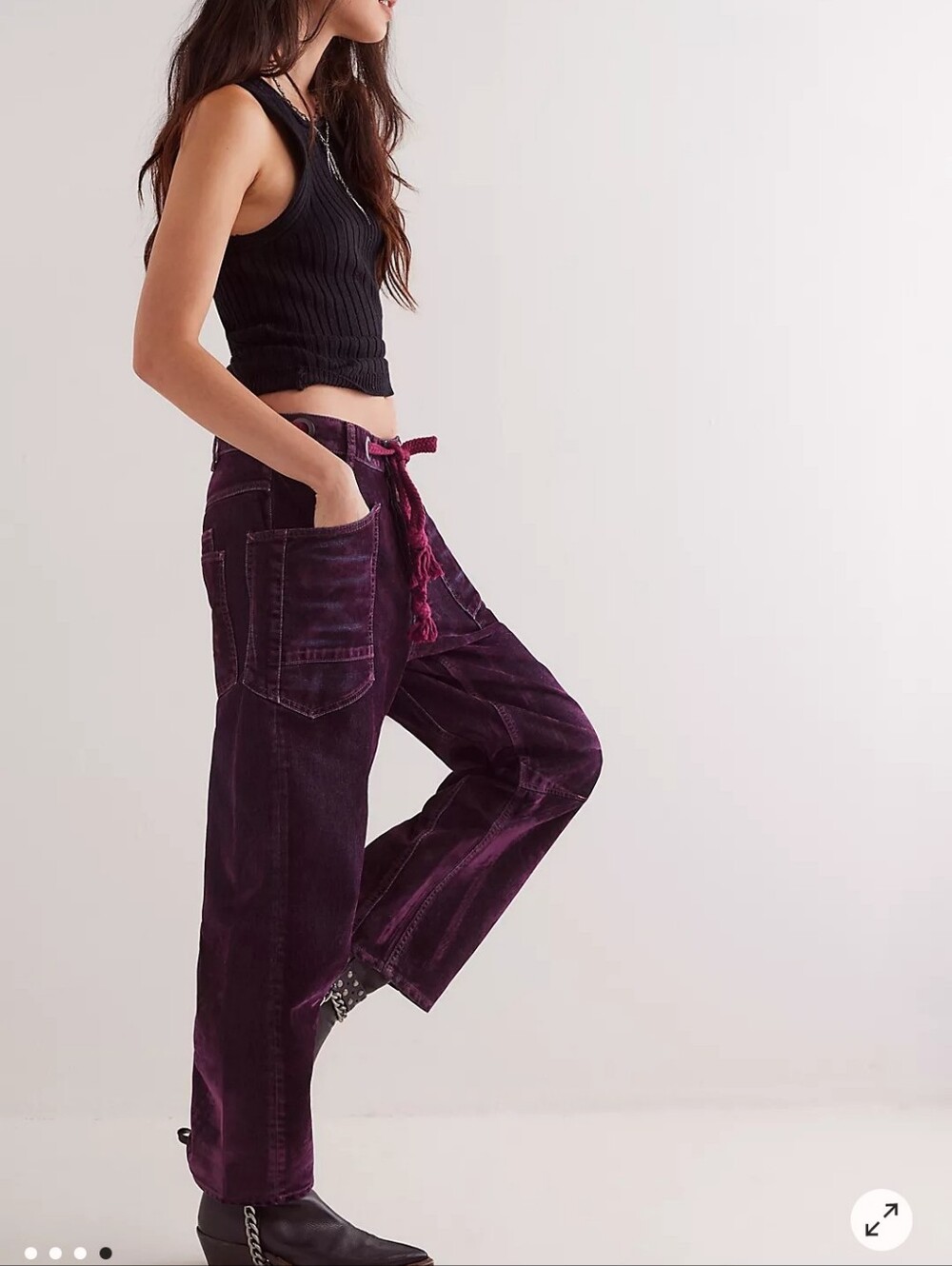 NWOT We The Free Moxie Flocked Pull On Barrel Jeans